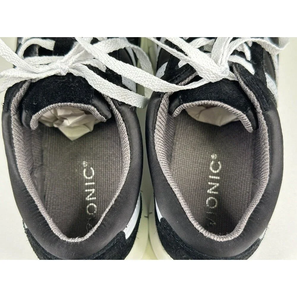 Vionic Nana Walking Shoes Sneakers Women’s 6 Black White Satin Suede Lace up - Picture 8 of 10